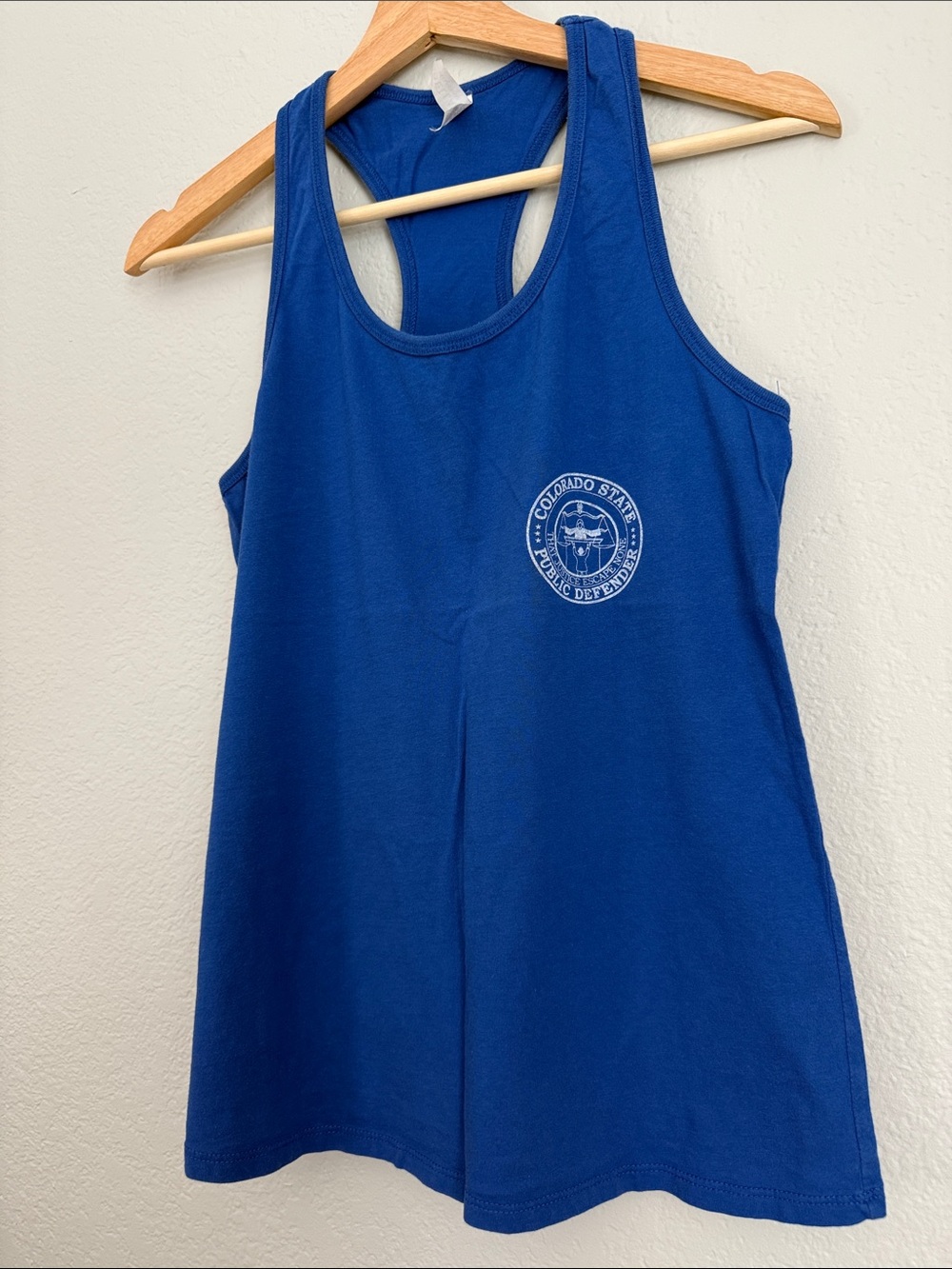 Bella Canvas Royal Blue Racerback Tank with White Seal Print
